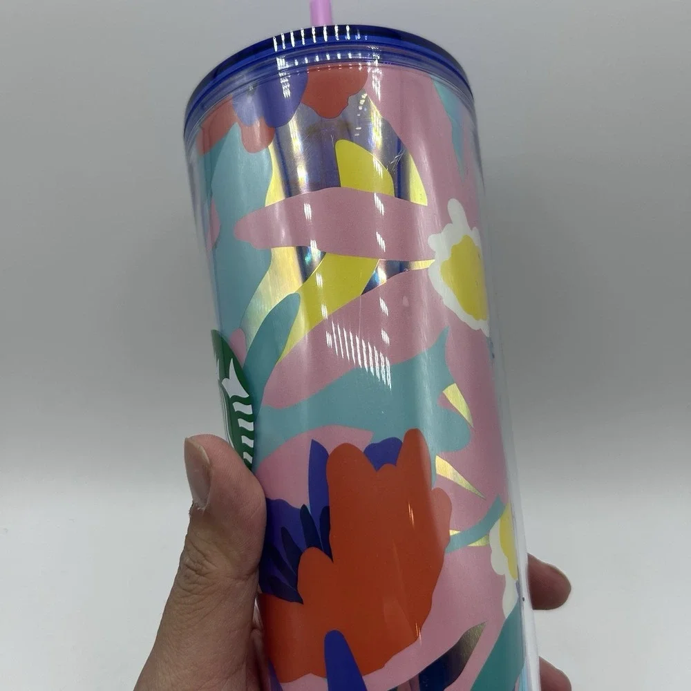 Starbucks Company Summer 2021 Collection Plastic‎ Cold Cup with Lid and Straw